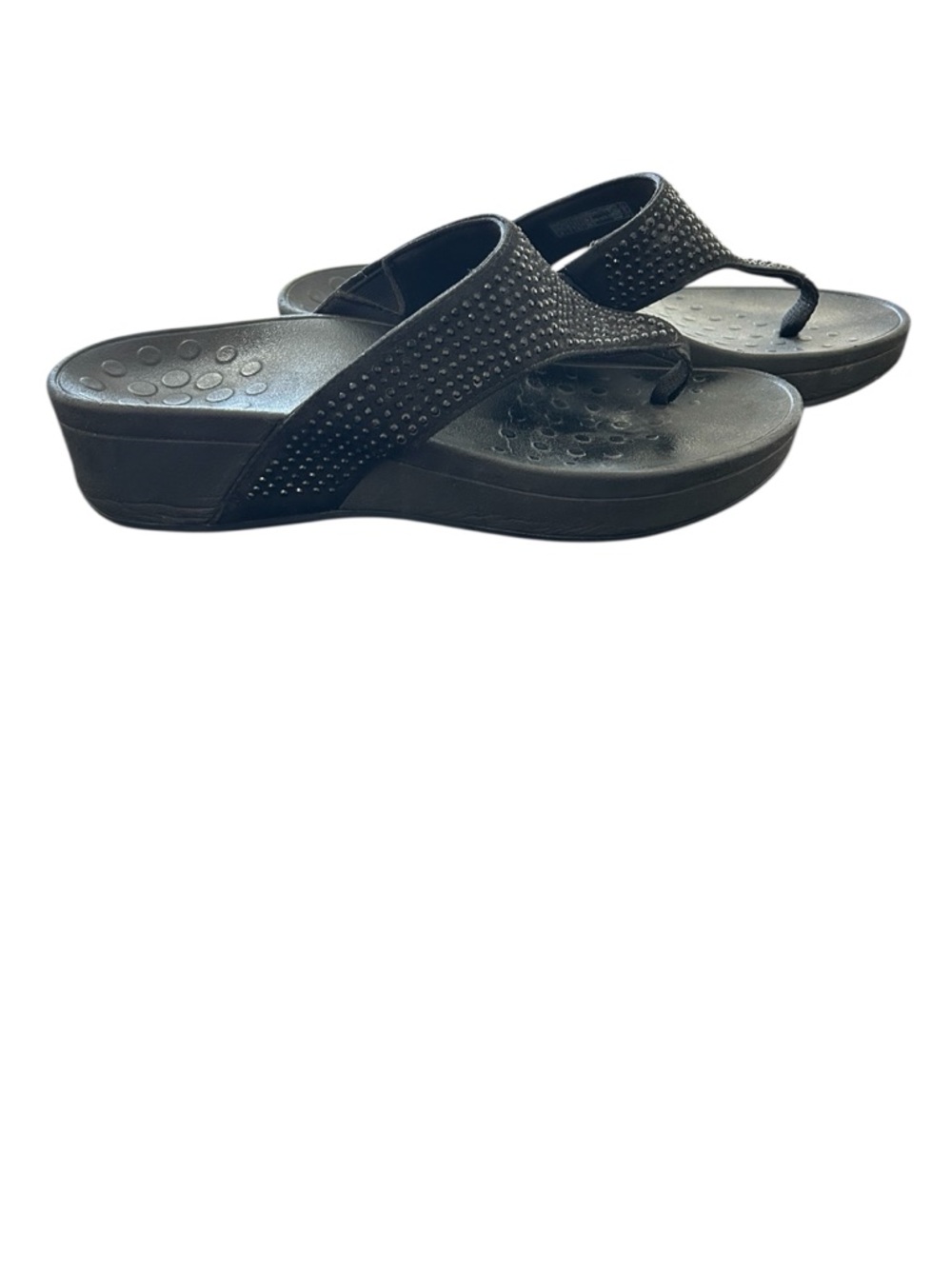 VIONIC Black Naples Sparkle Thong Sandals summer travel orthopedic comfort size9
